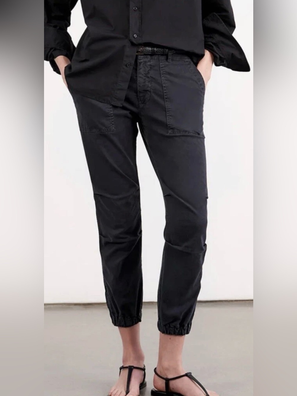 Nili Lotan Cropped French Military Pant – Carbon/Charcoal Gray – Size 10